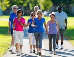walk with friends or with a group for exercise that is social and fun